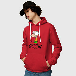 Толстовка-худи хлопковая мужская Moby цвета красный — фото 2