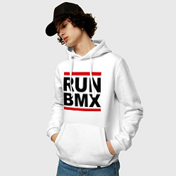 Толстовка-худи хлопковая мужская RUN BMX, цвет: белый — фото 2