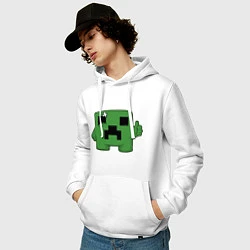 Толстовка-худи хлопковая мужская Minecraft Green, цвет: белый — фото 2