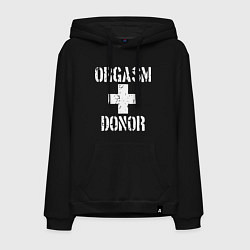 Толстовка-худи хлопковая мужская Orgasm + donor, цвет: черный