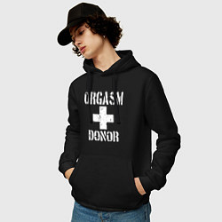 Толстовка-худи хлопковая мужская Orgasm + donor, цвет: черный — фото 2