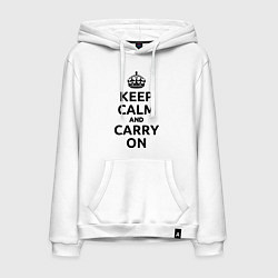 Толстовка-худи хлопковая мужская Keep Calm & Carry On, цвет: белый