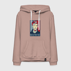 Толстовка-худи хлопковая мужская Bowie Poster, цвет: пыльно-розовый