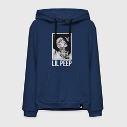 Толстовка-худи хлопковая мужская Lil Peep: White Style, цвет: тёмно-синий