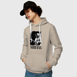 Толстовка-худи хлопковая мужская Black Nirvana, цвет: миндальный — фото 2