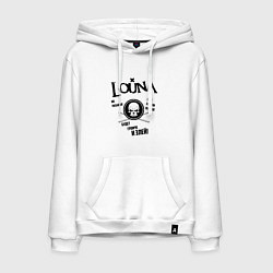 Толстовка-худи хлопковая мужская Louna: Громче и злей, цвет: белый