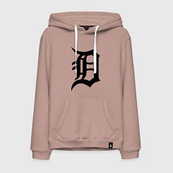 Толстовка-худи хлопковая мужская Detroit Tigers, цвет: пыльно-розовый