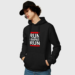 Толстовка-худи хлопковая мужская Run Марат Run, цвет: черный — фото 2