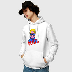 Толстовка-худи хлопковая мужская Dexter Comics, цвет: белый — фото 2