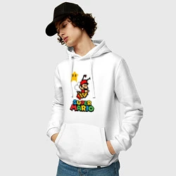 Толстовка-худи хлопковая мужская Bee Super Mario, цвет: белый — фото 2