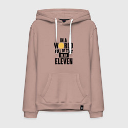 Толстовка-худи хлопковая мужская Be A Eleven, цвет: пыльно-розовый