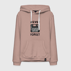 Толстовка-худи хлопковая мужская Never Forget, цвет: пыльно-розовый