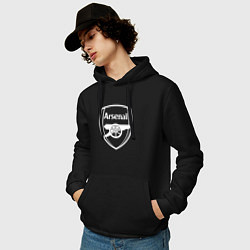 Толстовка-худи хлопковая мужская FC Arsenal, цвет: черный — фото 2