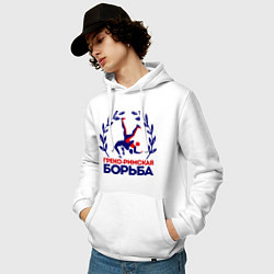 Толстовка-худи хлопковая мужская Греко-римская борьба, цвет: белый — фото 2