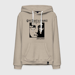 Толстовка-худи хлопковая мужская Give Peace a Chance, цвет: миндальный