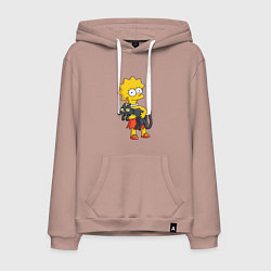Толстовка-худи хлопковая мужская Лиза Симпсон и кот, цвет: пыльно-розовый