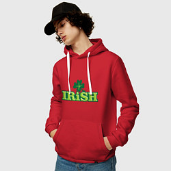 Толстовка-худи хлопковая мужская Ирландия, цвет: красный — фото 2