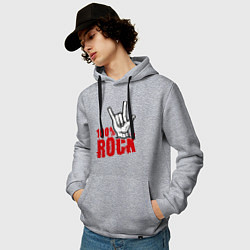 Толстовка-худи хлопковая мужская 100% Rock, цвет: меланж — фото 2