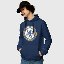 Толстовка-худи хлопковая мужская Chelsea FC, цвет: тёмно-синий — фото 2