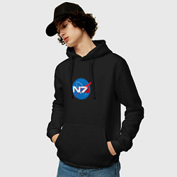 Толстовка-худи хлопковая мужская NASA N7, цвет: черный — фото 2