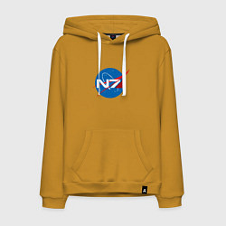Толстовка-худи хлопковая мужская NASA N7, цвет: горчичный