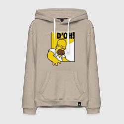 Толстовка-худи хлопковая мужская Homer D'OH!, цвет: миндальный