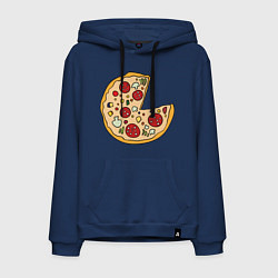 Толстовка-худи хлопковая мужская Пицца парная, цвет: тёмно-синий