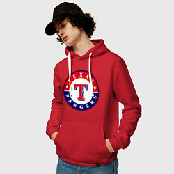 Толстовка-худи хлопковая мужская Texas Rangers, цвет: красный — фото 2