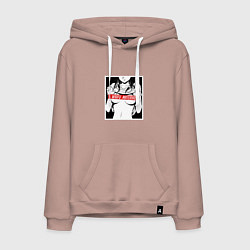 Толстовка-худи хлопковая мужская Waifu Material, цвет: пыльно-розовый