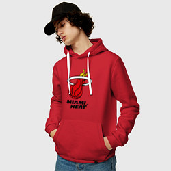 Толстовка-худи хлопковая мужская Miami Heat-logo, цвет: красный — фото 2