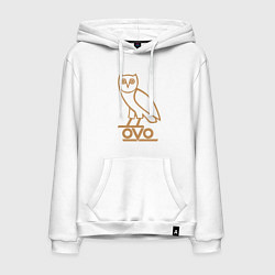 Толстовка-худи хлопковая мужская OVO Owl, цвет: белый