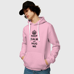 Толстовка-худи хлопковая мужская Keep Calm & Hug Mе, цвет: светло-розовый — фото 2