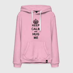 Толстовка-худи хлопковая мужская Keep Calm & Hug Mе, цвет: светло-розовый