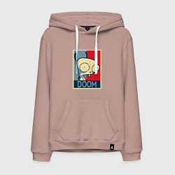 Толстовка-худи хлопковая мужская Doom Zim, цвет: пыльно-розовый