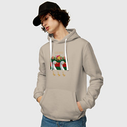 Толстовка-худи хлопковая мужская GUSSI: Flowers Style, цвет: миндальный — фото 2