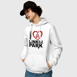 Толстовка-худи хлопковая мужская I love Linkin Park, цвет: белый — фото 2