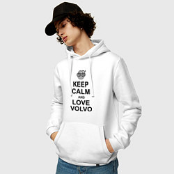Толстовка-худи хлопковая мужская Keep Calm & Love Volvo, цвет: белый — фото 2