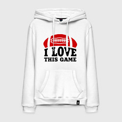 Толстовка-худи хлопковая мужская I love this game.(rugby), цвет: белый