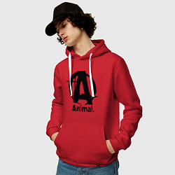 Толстовка-худи хлопковая мужская Animal Logo, цвет: красный — фото 2