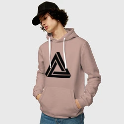 Толстовка-худи хлопковая мужская Triangle Visual Illusion, цвет: пыльно-розовый — фото 2