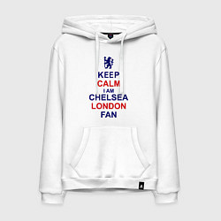 Толстовка-худи хлопковая мужская Keep Calm & Chelsea London fan цвета белый — фото 1