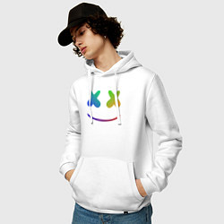 Толстовка-худи хлопковая мужская Marshmello: Rainbow Face, цвет: белый — фото 2