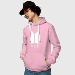 Толстовка-худи хлопковая мужская BTS J-HOPE, цвет: светло-розовый — фото 2