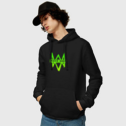 Толстовка-худи хлопковая мужская Watch Dogs: Green Logo, цвет: черный — фото 2