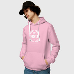 Толстовка-худи хлопковая мужская NSU, цвет: светло-розовый — фото 2