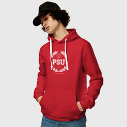 Толстовка-худи хлопковая мужская PSU, цвет: красный — фото 2
