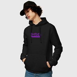 Толстовка-худи хлопковая мужская Twitch Logo цвета черный — фото 2