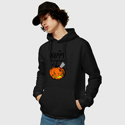 Толстовка-худи хлопковая мужская Happy halloween, цвет: черный — фото 2