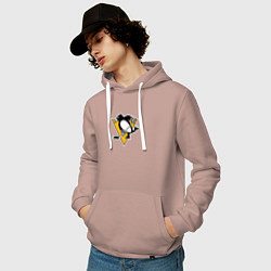 Толстовка-худи хлопковая мужская Pittsburgh Penguins: Evgeni Malkin, цвет: пыльно-розовый — фото 2