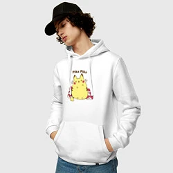 Толстовка-худи хлопковая мужская Pika Pika, цвет: белый — фото 2